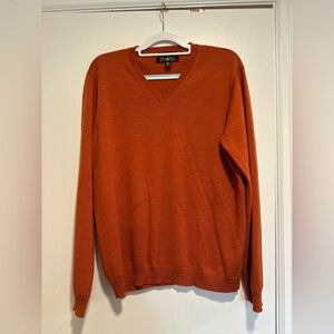 Pronto Uomo Mens Sz:XL 100% extra fine merino wool Burnt Orange Pullover sweater